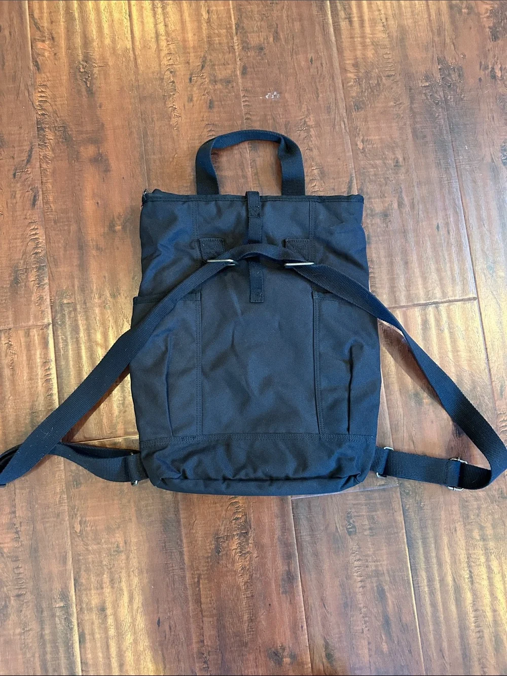 Carhartt Black Canvas Zipper and Roll-Top Backpack with Front Zip Pocket